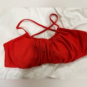 Calia Red scrunched tie back top L